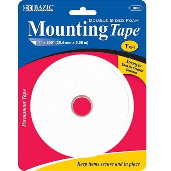 Bazic Products Bazic 980  1" X 200" Double Sided Foam Mounting Tape  Case of 24 980